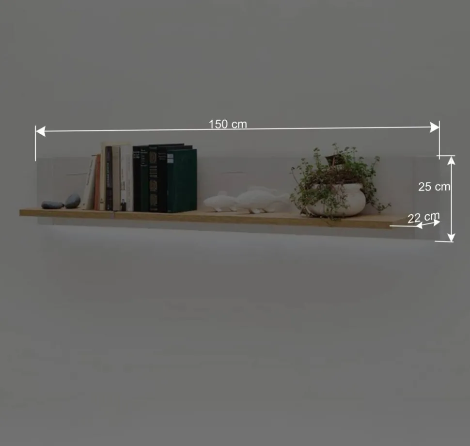 150x25x22 Hängeboard in Natur & Weiß - Samula