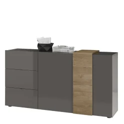 181x94x44 Hochglanz Kombi-Kommode in Grau - Eracosta
