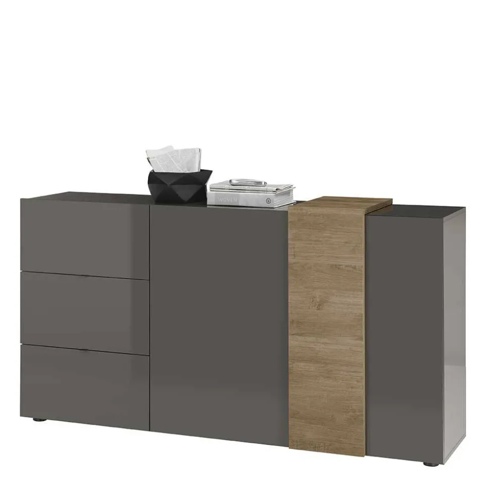 181x94x44 Hochglanz Kombi-Kommode in Grau - Eracosta