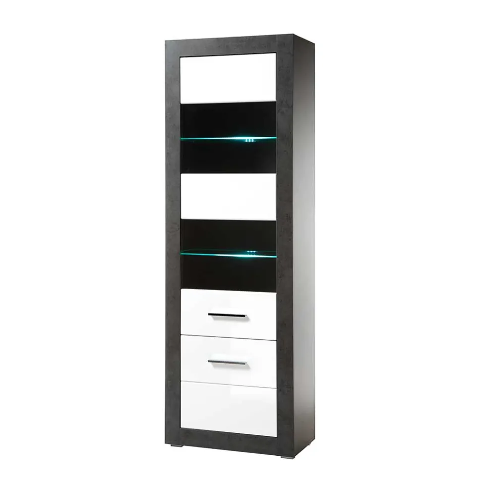65x198x35 Hochglanz Vitrine mit 2 Türen - Istensa