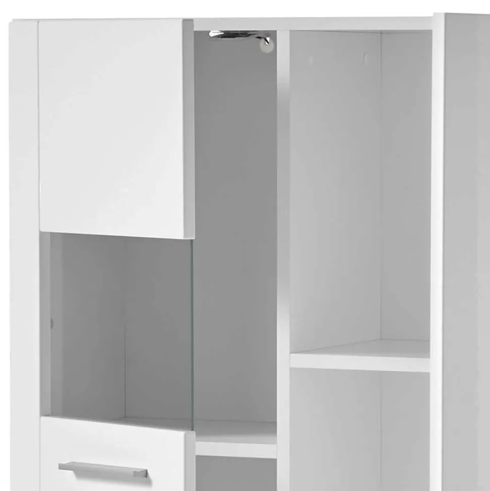 80x123x35 Hochglanz Vitrinenschrank in Weiß - Timmona