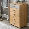 60x86x43 Hochkommode in Beige Glas & Eiche - Emdsiva