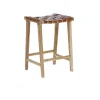 45x67x40 Hocker mit Leder Geflecht Sitz - Londres