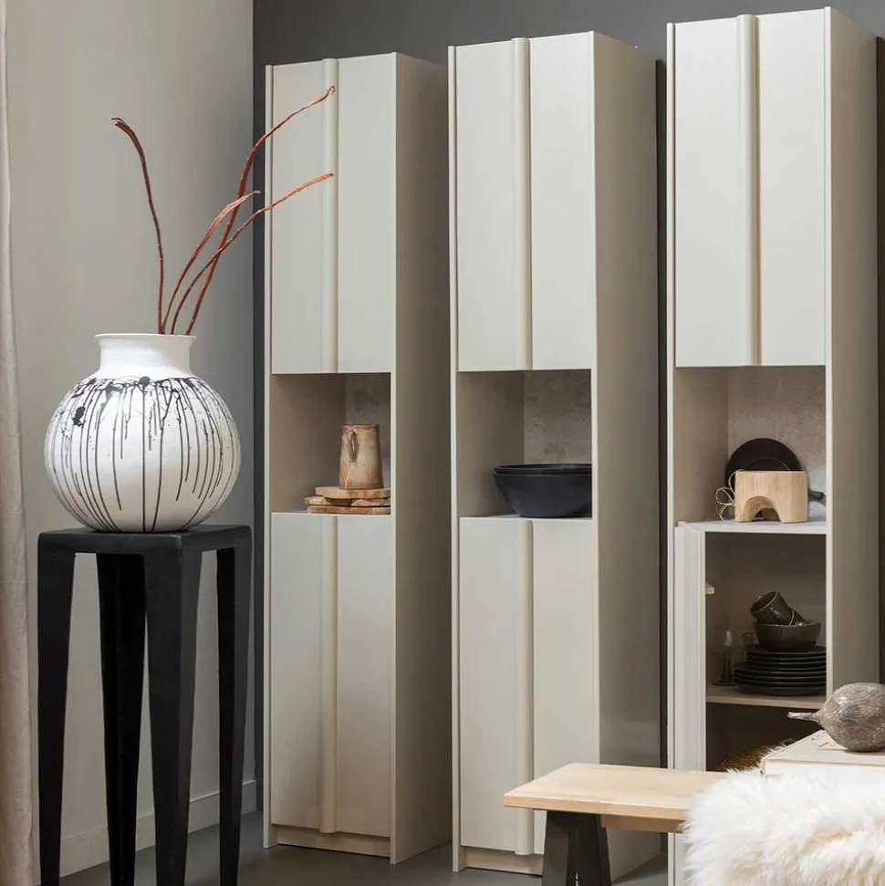 40x210x42 Hoher Schrank in Hellgrau - Glamoure