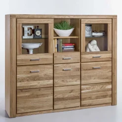 158x140x40 Holz Highboard aus Wildeiche - Maila