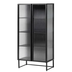 70x143x41 Industrial Vitrine aus Stahl in Schwarz - Toma