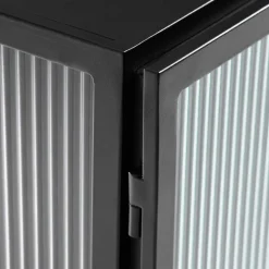 70x143x41 Industrial Vitrine aus Stahl in Schwarz - Toma