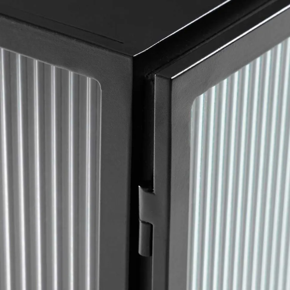 70x143x41 Industrial Vitrine aus Stahl in Schwarz - Toma