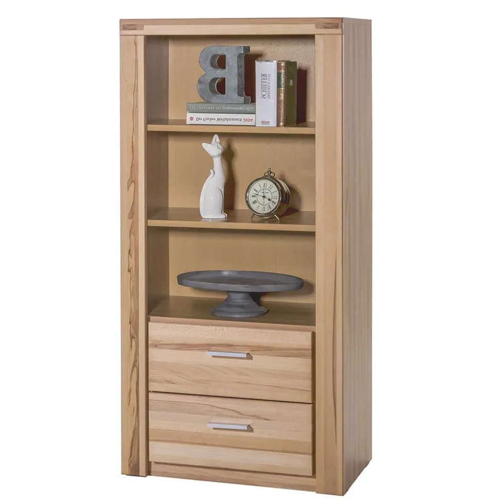 68x140x40 Kernbuche Regal mit 2 Schubladen - Uhelia