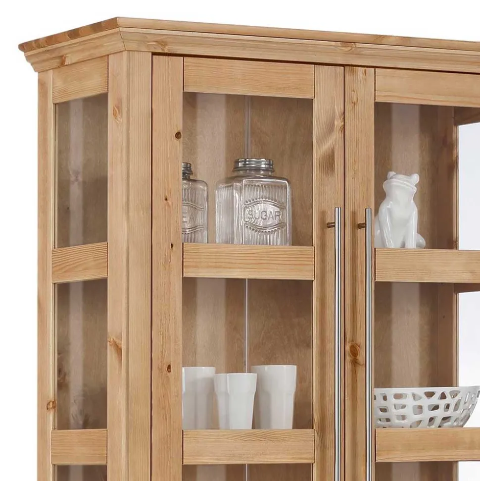 94x210x39 Kiefernholz Vitrine - Landhaus modern - Noellisa