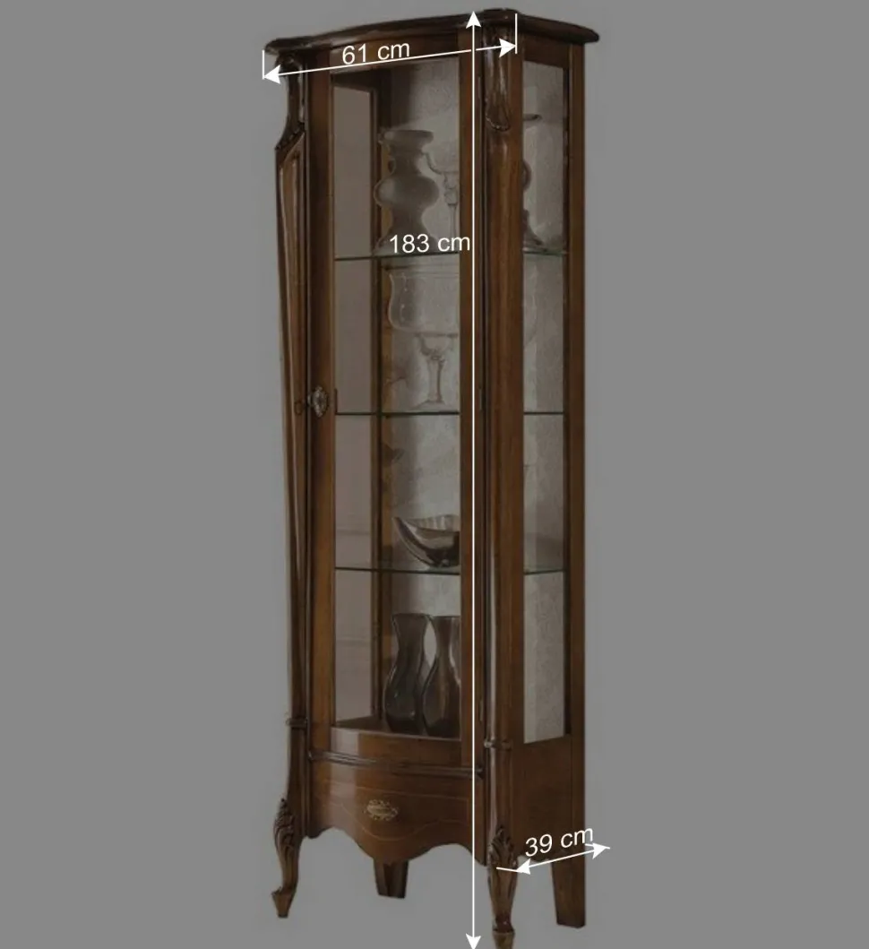 61x183x39 Klassische Vitrine im Italienischen Stil - Carlenna