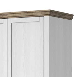108x216x62 Kleiderschrank in Weiß & Holzoptik verwittert - Tyrcio