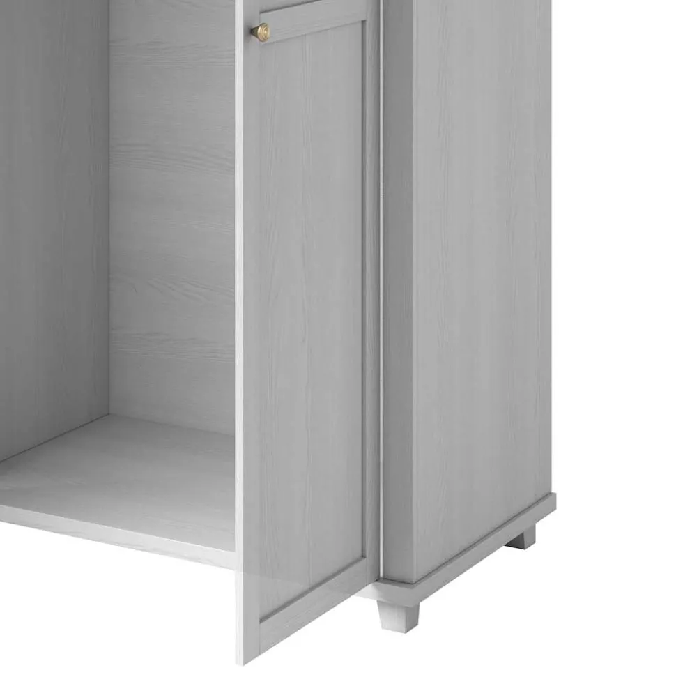 108x216x62 Kleiderschrank in Weiß & Holzoptik verwittert - Tyrcio