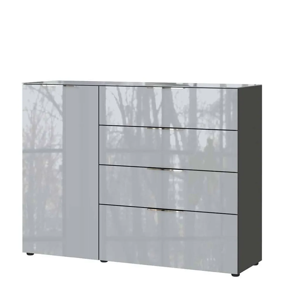 134x102x42 Kombi Kommode mit Glas Front - Ruudy