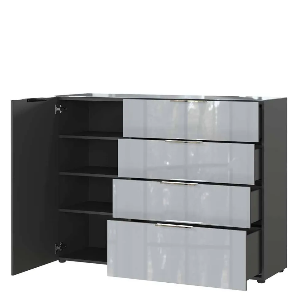 134x102x42 Kombi Kommode mit Glas Front - Ruudy