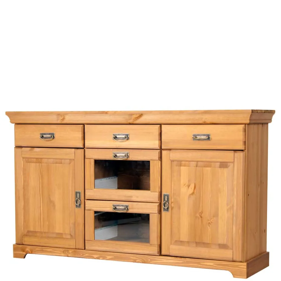 145x84x40 Kommode aus Holz mit Glas - Arendu