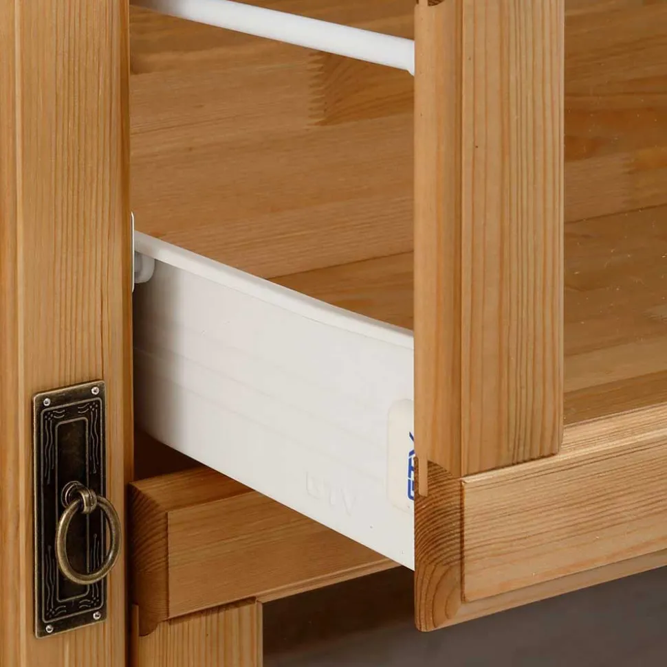 145x84x40 Kommode aus Holz mit Glas - Arendu