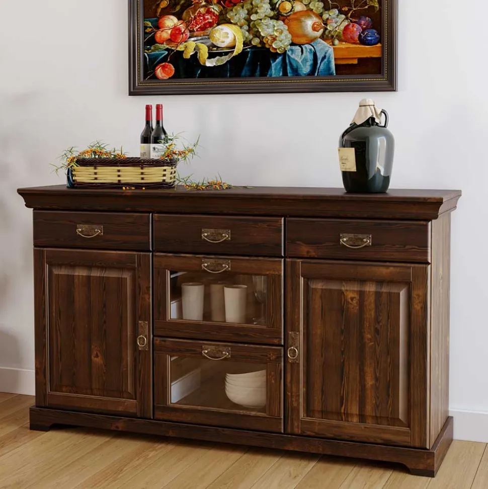 145x84x40 Kommode mit Glas im Kolonialstil - Jurcavs