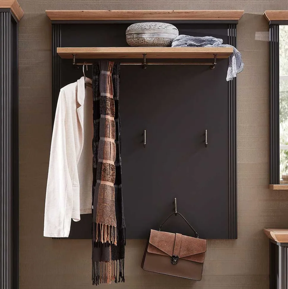93x107x30 Landhaus Garderobe in Dunkelgrau - Thumbs
