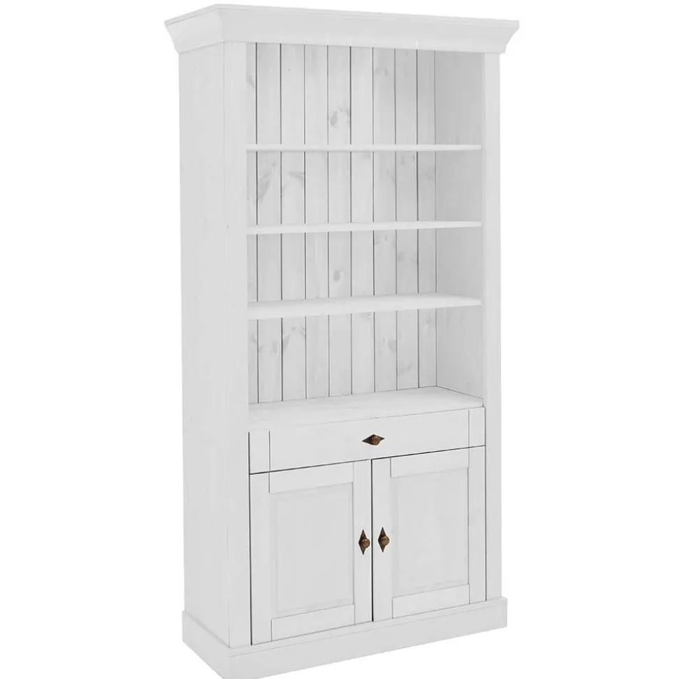 108x203x45 Landhaus Regal mit 2 Türen & Schublade - Satumare I