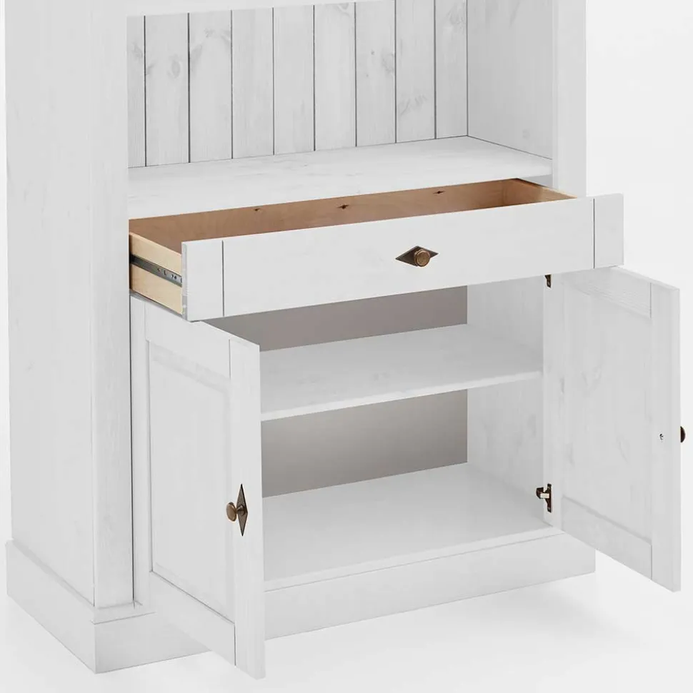 108x203x45 Landhaus Regal mit 2 Türen & Schublade - Satumare I