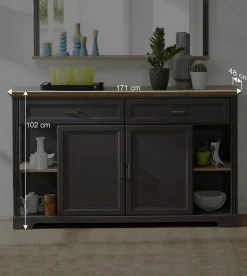 171x102x48 Landhaus Sideboard in Grau - Thumbs