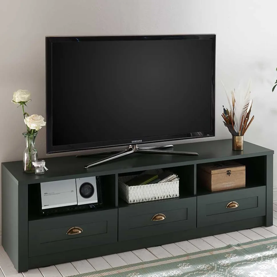 158x47x43 Landhaus TV Board in Dunkelgrün - Niestov