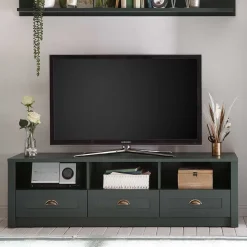 158x47x43 Landhaus TV Board in Dunkelgrün - Niestov