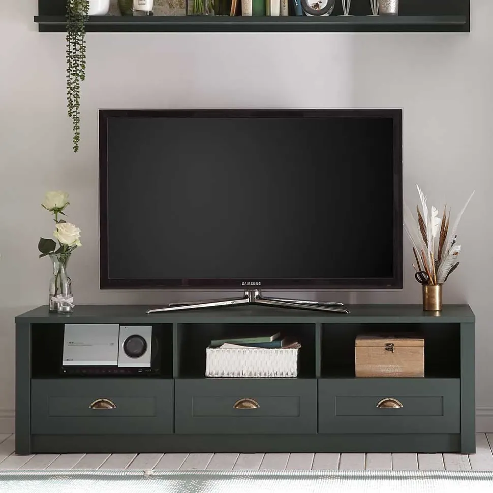 158x47x43 Landhaus TV Board in Dunkelgrün - Niestov