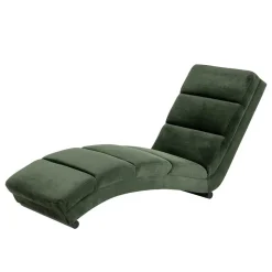 60x82x170 Lounge Liege mit Samt in Dunkelgrün - Cadiz