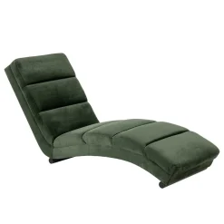 60x82x170 Lounge Liege mit Samt in Dunkelgrün - Cadiz