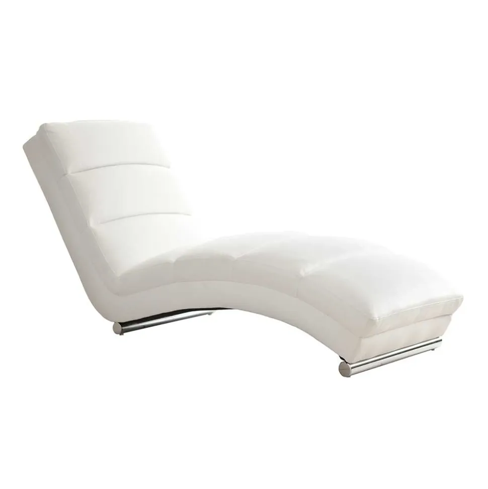 60x82x170 Loungeliege in Weiß & Chrom - Onjamy