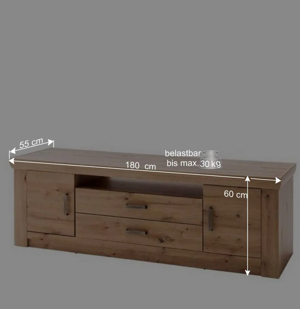180x60x55 Lowboard für Fernseher aus MDF - Wykina