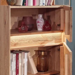 63x152x44 Massivholz Highboard mit LED Licht - Acmida