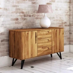 136x81x45 Massivholzkommode mit Stahlbeinen - Mandirov