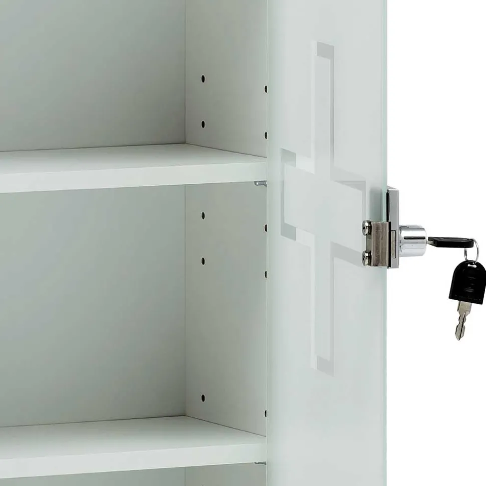 34x72x20 Medizinschrank mit Glastür abschließbar - Spanola