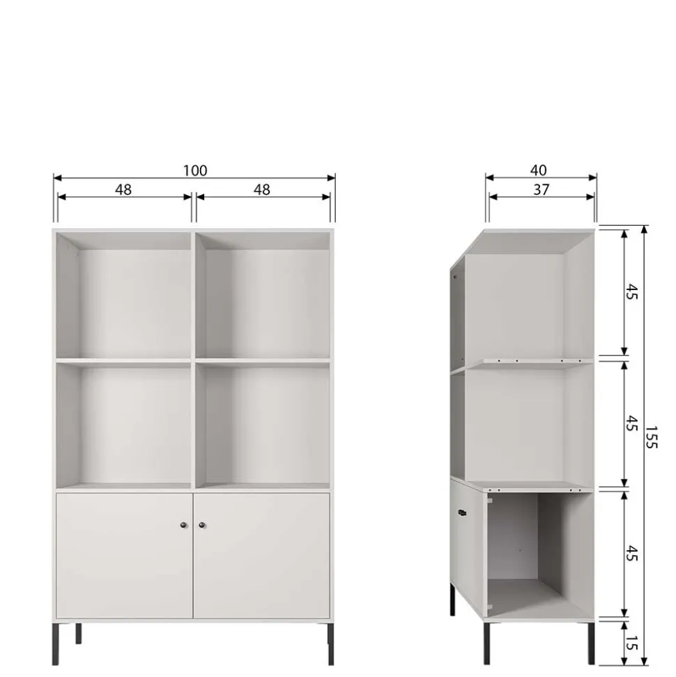 100x155x40 Moderner Schrank in Schwarz - Nick