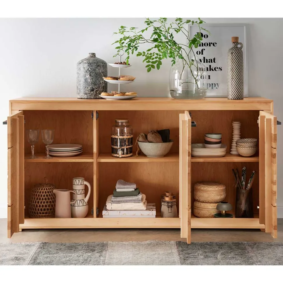 172x86x40 Modernes Kernbuche Sideboard 3-türig - Sarosca