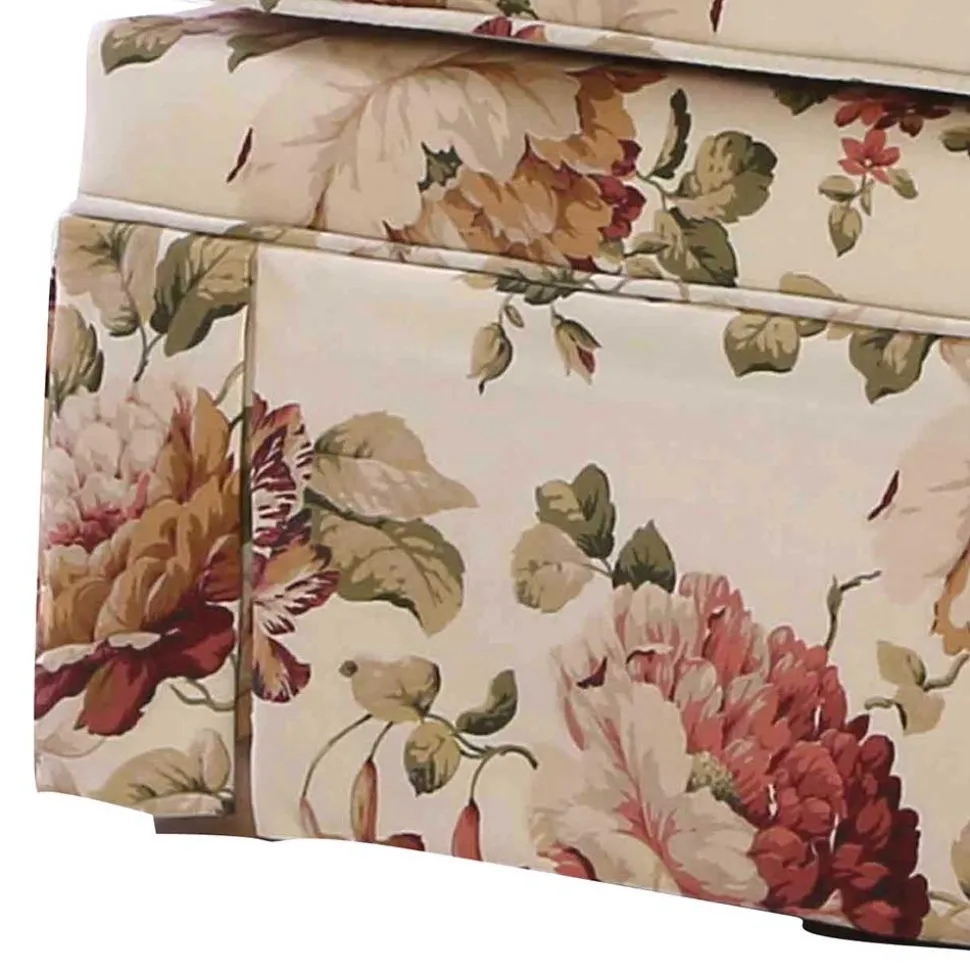 74x52x60 Polsterhocker mit Blumen Stoff - Kammas