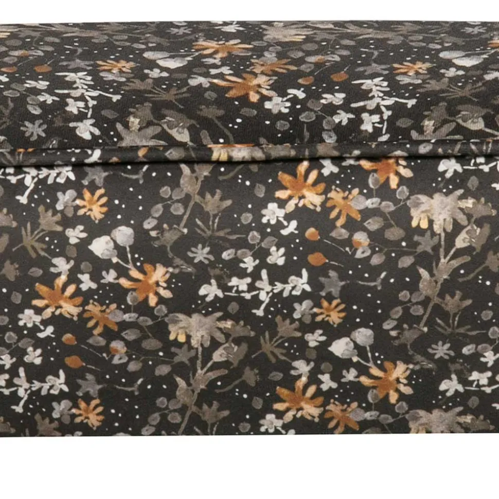 55x40x46 Retrohocker mit Samt Blumen Muster - Esdrega