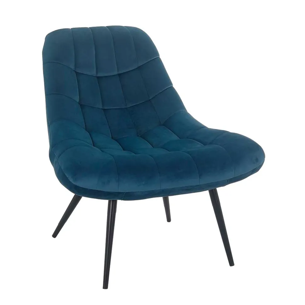 76x86x86 Samt Loungestuhl in Blau - Sixtys