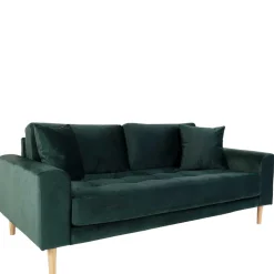 180x76x93 Samt Wohnzimmercouch in Dunkelgrün - Secilia