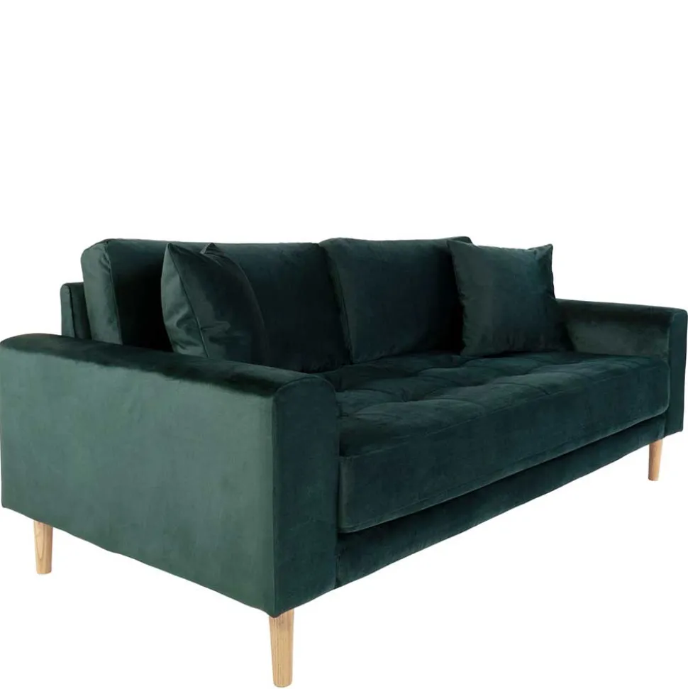 180x76x93 Samt Wohnzimmercouch in Dunkelgrün - Secilia