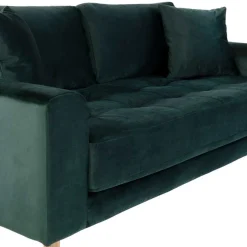 180x76x93 Samt Wohnzimmercouch in Dunkelgrün - Secilia