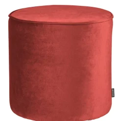 46x46x46 Samthocker im Retro Style in Rot - Colin