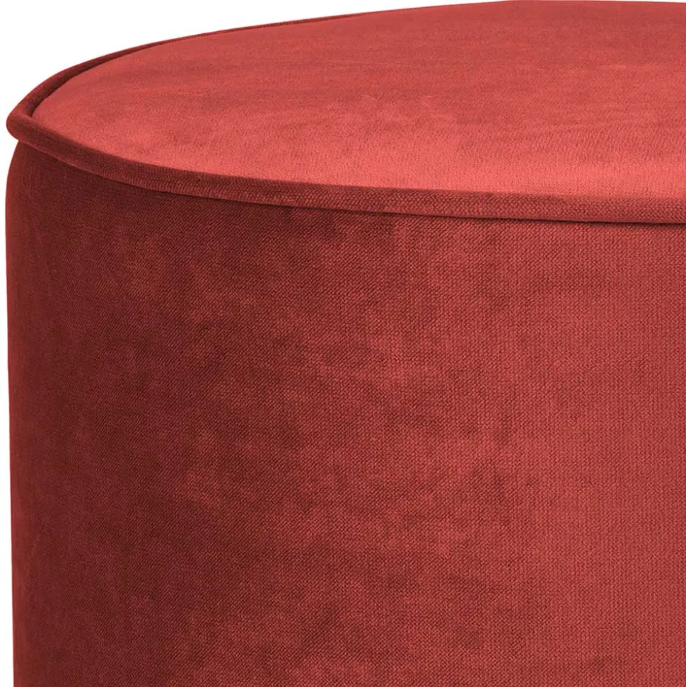 46x46x46 Samthocker im Retro Style in Rot - Colin