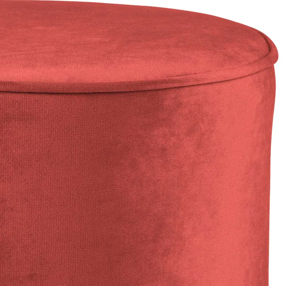 46x46x46 Samthocker im Retro Style in Rot - Colin