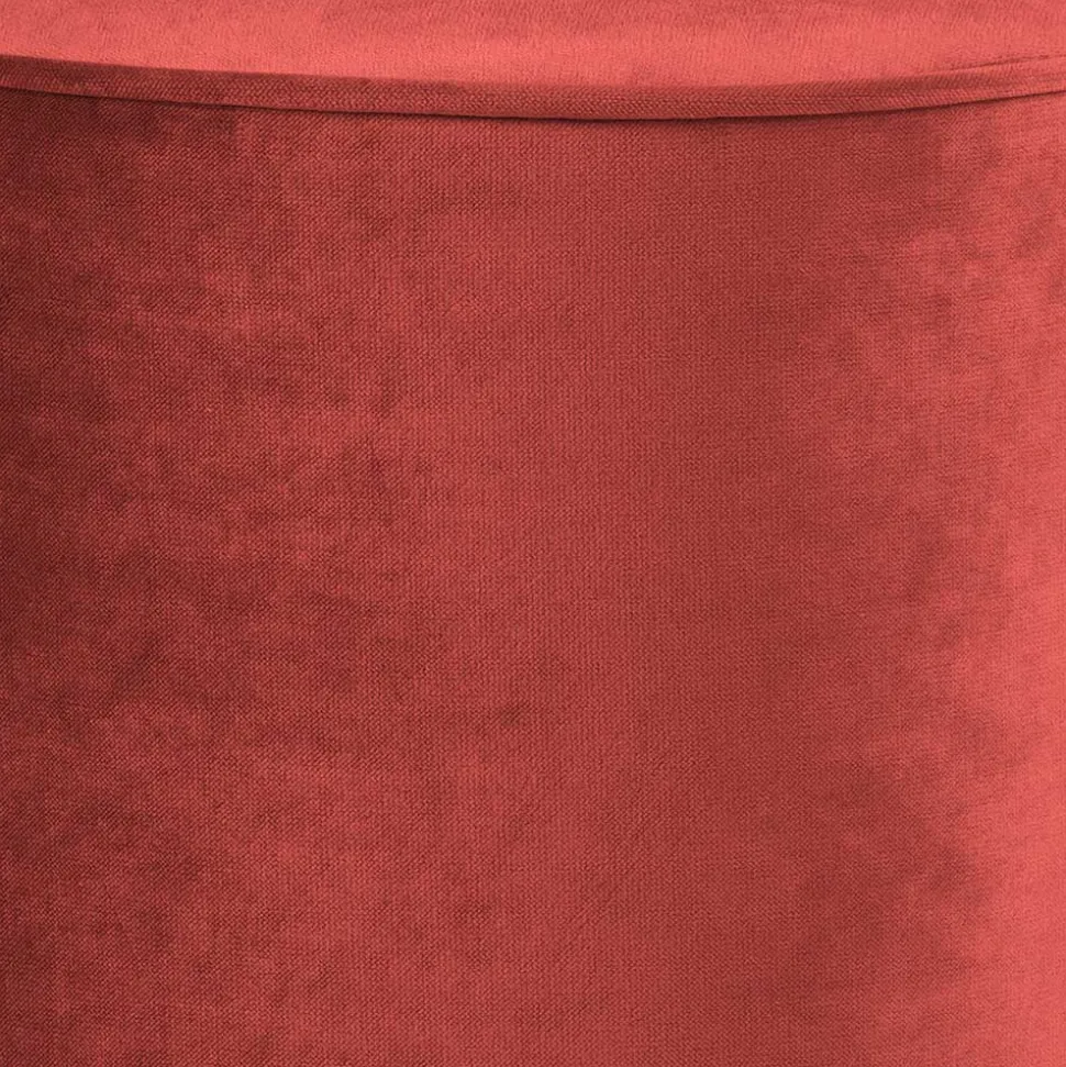 46x46x46 Samthocker im Retro Style in Rot - Colin