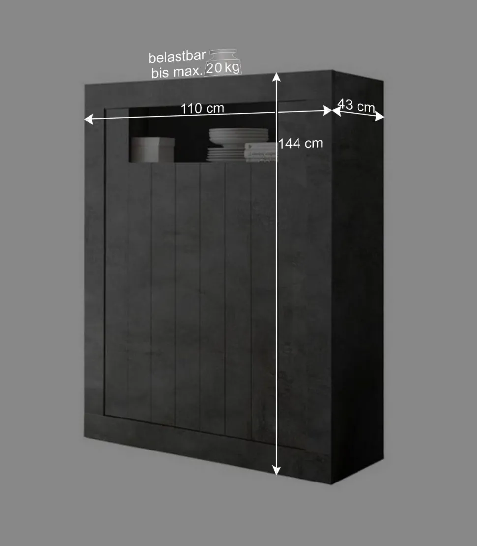 110x144x43 Schrank in Dunkelgrau Dekor - Zita