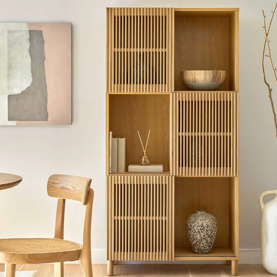 85x170x43 Schrank mit drei Lamellen Türen - Azuro
